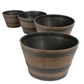 PestExpel® 4 x Half Barrel Oak Effect Garden Patio Planters Pots