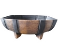 PestExpel 2 x Half Barrel Oak Effect Trough Garden Patio Planters Pot Ornament