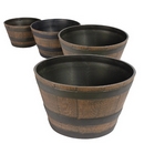 PestExpel 4 x Half Barrel Oak Effect Garden Patio Planters Pots